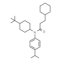 ChemSpider 2D Image | 3-Cyclohexyl-N-(4-isopropylphenyl)-N-[4-(2-methyl-2-propanyl)cyclohexyl]propanamide | C28H45NO