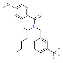 ChemSpider 2D Image | N-(2-Hexanyl)-4-methoxy-N-[3-(trifluoromethyl)benzyl]benzamide | C22H26F3NO2