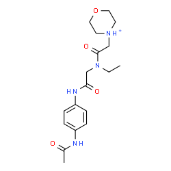 ChemSpider 2D Image | N-(4-Acetamidophenyl)-N~2~-ethyl-N~2~-(morpholin-4-ium-4-ylacetyl)glycinamide | C18H27N4O4