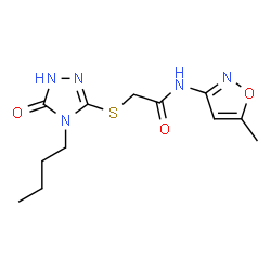 ChemSpider 2D Image | 2-[(4-Butyl-5-oxo-4,5-dihydro-1H-1,2,4-triazol-3-yl)sulfanyl]-N-(5-methyl-1,2-oxazol-3-yl)acetamide | C12H17N5O3S