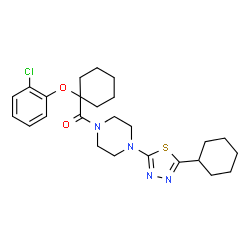 ChemSpider 2D Image | [1-(2-Chlorophenoxy)cyclohexyl][4-(5-cyclohexyl-1,3,4-thiadiazol-2-yl)-1-piperazinyl]methanone | C25H33ClN4O2S