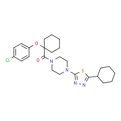 ChemSpider 2D Image | [1-(4-Chlorophenoxy)cyclohexyl][4-(5-cyclohexyl-1,3,4-thiadiazol-2-yl)-1-piperazinyl]methanone | C25H33ClN4O2S
