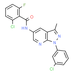 ChemSpider 2D Image | 2-Chloro-N-[1-(3-chlorophenyl)-3-methyl-1H-pyrazolo[3,4-b]pyridin-5-yl]-6-fluorobenzamide | C20H13Cl2FN4O