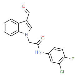ChemSpider 2D Image | N-(3-Chloro-4-fluorophenyl)-2-(3-formyl-1H-indol-1-yl)acetamide | C17H12ClFN2O2