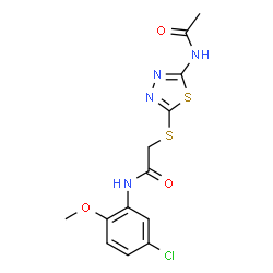 ChemSpider 2D Image | 2-[(5-Acetamido-1,3,4-thiadiazol-2-yl)sulfanyl]-N-(5-chloro-2-methoxyphenyl)acetamide | C13H13ClN4O3S2