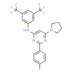 ChemSpider 2D Image | N-[3,5-Bis(trifluoromethyl)phenyl]-2-(4-methylphenyl)-6-(1-pyrrolidinyl)-4-pyrimidinamine | C23H20F6N4