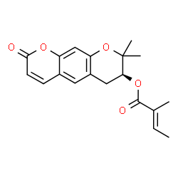 ChemSpider 2D Image | (7S)-8,8-Dimethyl-2-oxo-7,8-dihydro-2H,6H-pyrano[3,2-g]chromen-7-yl (2E)-2-methyl-2-butenoate | C19H20O5
