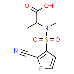 ChemSpider 2D Image | N-[(2-Cyano-3-thienyl)sulfonyl]-N-methylalanine | C9H10N2O4S2