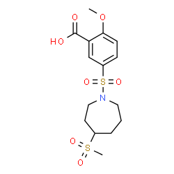 ChemSpider 2D Image | 2-Methoxy-5-{[4-(methylsulfonyl)-1-azepanyl]sulfonyl}benzoic acid | C15H21NO7S2