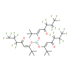 ChemSpider 2D Image | Europium(3+) (3E)-6,6,7,7,8,8,8-heptafluoro-2,2-dimethyl-5-oxo-3-octen-3-olate (3Z)-6,6,7,7,8,8,8-heptafluoro-2,2-dimethyl-5-oxo-3-octen-3-olate (1:1:2) | C30H30EuF21O6