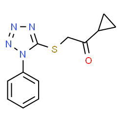 ChemSpider 2D Image | 1-Cyclopropyl-2-[(1-phenyl-1H-tetrazol-5-yl)sulfanyl]ethanone | C12H12N4OS