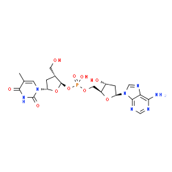 ChemSpider 2D Image | 9-[2-Deoxy-5-O-(hydroxy{[(2R,3R,5S)-3-(hydroxymethyl)-5-(5-methyl-2,4-dioxo-3,4-dihydro-1(2H)-pyrimidinyl)tetrahydro-2-furanyl]oxy}phosphoryl)-beta-L-erythro-pentofuranosyl]-9H-purin-6-amine | C20H26N7O10P