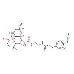 ChemSpider 2D Image | (3S,4aS,5R,6R,6aR,10S,10aS,10bR)-6,10,10b-Trihydroxy-3,4a,7,7,10a-pentamethyl-1-oxo-3-vinyldodecahydro-1H-benzo[f]chromen-5-yl (2-{[3-(4-azido-3-iodophenyl)propanoyl]amino}ethyl)carbamate | C32H44IN5O8
