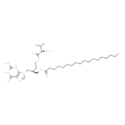 ChemSpider 2D Image | (2R)-2-[(2-Imino-6-oxo-1,2,3,6-tetrahydro-9H-purin-9-yl)methyl]-4-(D-valyloxy)butyl stearate | C33H58N6O5
