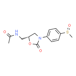 ChemSpider 2D Image | N-({(5R)-3-[4-(Methylsulfinyl)phenyl]-2-oxo-1,3-oxazolidin-5-yl}methyl)acetamide | C13H16N2O4S