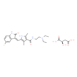 ChemSpider 2D Image | (2R)-2-Hydroxysuccinic acid - N-[2-(diethylamino)ethyl]-5-[(Z)-(5-fluoro-2-oxo-1,2-dihydro-3H-indol-3-ylidene)methyl]-2,4-dimethyl-1H-pyrrole-3-carboxamide (1:1) | C26H33FN4O7