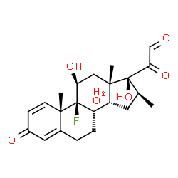 ChemSpider 2D Image | (9beta,11beta,14beta,16beta,17alpha)-9-Fluoro-11,17-dihydroxy-16-methyl-3,20-dioxopregna-1,4-dien-21-al hydrate (1:1) | C22H29FO6