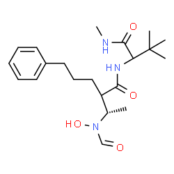 ChemSpider 2D Image | N~2~-(2-{(1S)-1-[Formyl(hydroxy)amino]ethyl}-5-phenylpentanoyl)-N,3-dimethylvalinamide | C21H33N3O4