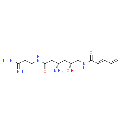 ChemSpider 2D Image | (2E,4Z)-N-{(2R,4S)-4-Amino-6-[(3-amino-3-iminopropyl)amino]-2-hydroxy-6-oxohexyl}-2,4-hexadienamide (non-preferred name) | C15H27N5O3
