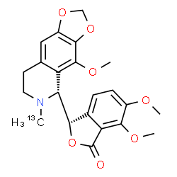 ChemSpider 2D Image | (3S)-6,7-Dimethoxy-3-[(5R)-4-methoxy-6-(~13~C)methyl-5,6,7,8-tetrahydro[1,3]dioxolo[4,5-g]isoquinolin-5-yl]-2-benzofuran-1(3H)-one | C2113CH23NO7