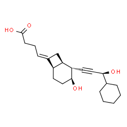 ChemSpider 2D Image | (4E)-4-{(1R,2R,3S,6R)-2-[(3S)-3-Cyclohexyl-3-hydroxy-1-propyn-1-yl]-3-hydroxybicyclo[4.2.0]oct-7-ylidene}butanoic acid | C21H30O4