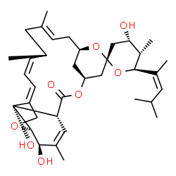 ChemSpider 2D Image | (1'R,2R,4S,4'S,5S,6S,8'R,13'R,14'Z,16'Z,20'R,21'R,24'S)-4,21',24'-Trihydroxy-5,11',13',22'-tetramethyl-6-[(2Z)-4-methyl-2-penten-2-yl]-3,4,5,6-tetrahydro-2'H-spiro[pyran-2,6'-[3,7,19]trioxatetracyclo[
15.6.1.1~4,8~.0~20,24~]pentacosa[10,14,16,22]tetraen]-2'-one | C36H52O8