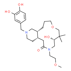 ChemSpider 2D Image | (4aS,9R,15aR)-2-(3,4-Dihydroxybenzyl)-9-hydroxy-7-(2-methoxyethyl)-10,10-dimethyltetradecahydropyrido[4,3-i][1,6]oxazacyclotridecin-6(7H)-one | C26H42N2O6