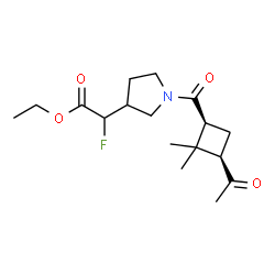 ChemSpider 2D Image | Ethyl (1-{[(1S,3R)-3-acetyl-2,2-dimethylcyclobutyl]carbonyl}-3-pyrrolidinyl)(fluoro)acetate | C17H26FNO4