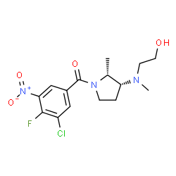 ChemSpider 2D Image | (3-Chloro-4-fluoro-5-nitrophenyl){(2R,3R)-3-[(2-hydroxyethyl)(methyl)amino]-2-methyl-1-pyrrolidinyl}methanone | C15H19ClFN3O4