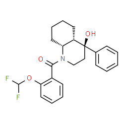 ChemSpider 2D Image | [2-(Difluoromethoxy)phenyl][(4S,4aS,8aR)-4-hydroxy-4-phenyloctahydro-1(2H)-quinolinyl]methanone | C23H25F2NO3