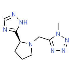 ChemSpider 2D Image | 1-Methyl-5-{[(2S)-2-(1H-1,2,4-triazol-5-yl)-1-pyrrolidinyl]methyl}-1H-tetrazole | C9H14N8