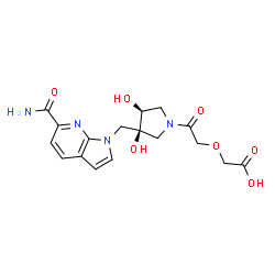 ChemSpider 2D Image | (2-{(3R,4S)-3-[(6-Carbamoyl-1H-pyrrolo[2,3-b]pyridin-1-yl)methyl]-3,4-dihydroxy-1-pyrrolidinyl}-2-oxoethoxy)acetic acid | C17H20N4O7