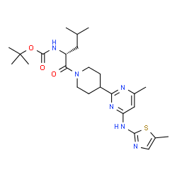 ChemSpider 2D Image | 2-Methyl-2-propanyl [(2R)-4-methyl-1-(4-{4-methyl-6-[(5-methyl-1,3-thiazol-2-yl)amino]-2-pyrimidinyl}-1-piperidinyl)-1-oxo-2-pentanyl]carbamate | C25H38N6O3S