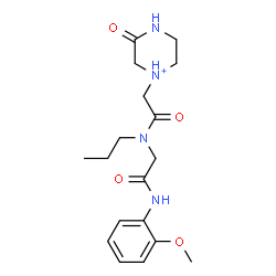 ChemSpider 2D Image | N-(2-Methoxyphenyl)-N~2~-[(3-oxopiperazin-1-ium-1-yl)acetyl]-N~2~-propylglycinamide | C18H27N4O4