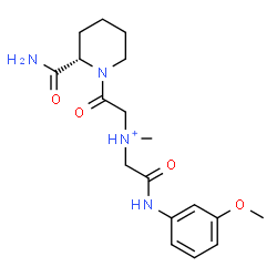 ChemSpider 2D Image | 2-[(2S)-2-Carbamoyl-1-piperidinyl]-N-{2-[(3-methoxyphenyl)amino]-2-oxoethyl}-N-methyl-2-oxoethanaminium | C18H27N4O4