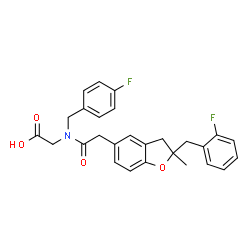 ChemSpider 2D Image | N-(4-Fluorobenzyl)-N-{[2-(2-fluorobenzyl)-2-methyl-2,3-dihydro-1-benzofuran-5-yl]acetyl}glycine | C27H25F2NO4