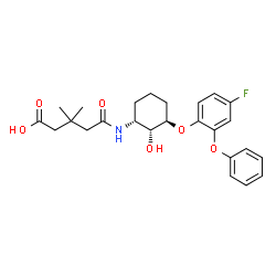 ChemSpider 2D Image | 5-{[(1R,2R,3R)-3-(4-Fluoro-2-phenoxyphenoxy)-2-hydroxycyclohexyl]amino}-3,3-dimethyl-5-oxopentanoic acid | C25H30FNO6