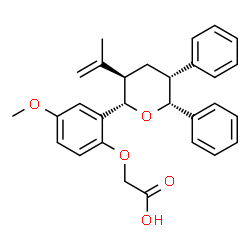 ChemSpider 2D Image | {2-[(2S,3R,5R,6R)-3-Isopropenyl-5,6-diphenyltetrahydro-2H-pyran-2-yl]-4-methoxyphenoxy}acetic acid | C29H30O5
