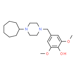 ChemSpider 2D Image | 4-(4-Cycloheptyl-piperazin-1-ylmethyl)-2,6-dimethoxy-phenol | C20H32N2O3