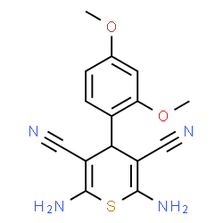 ChemSpider 2D Image | 2,6-Diamino-4-(2,4-dimethoxyphenyl)-4H-thiopyran-3,5-dicarbonitrile | C15H14N4O2S
