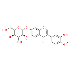 ChemSpider 2D Image | 3-(3-Hydroxy-4-methoxyphenyl)-4-oxo-4H-chromen-7-yl beta-L-glucopyranoside | C22H22O10