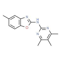 ChemSpider 2D Image | 5-Methyl-N-(4,5,6-trimethyl-2-pyrimidinyl)-1,3-benzoxazol-2-amine | C15H16N4O