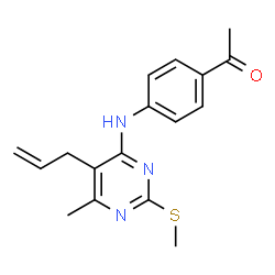 ChemSpider 2D Image | 1-(4-{[5-Allyl-6-methyl-2-(methylsulfanyl)-4-pyrimidinyl]amino}phenyl)ethanone | C17H19N3OS