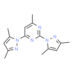 ChemSpider 2D Image | 2,4-Bis(3,5-dimethyl-1H-pyrazol-1-yl)-6-methylpyrimidine | C15H18N6