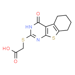 ChemSpider 2D Image | [(4-Oxo-1,4,5,6,7,8-hexahydro[1]benzothieno[2,3-d]pyrimidin-2-yl)sulfanyl]acetic acid | C12H12N2O3S2