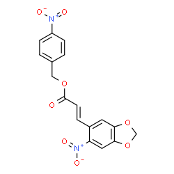 ChemSpider 2D Image | 4-Nitrobenzyl (2E)-3-(6-nitro-1,3-benzodioxol-5-yl)acrylate | C17H12N2O8