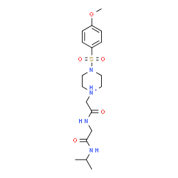 ChemSpider 2D Image | N-Isopropyl-N~2~-({4-[(4-methoxyphenyl)sulfonyl]piperazin-1-ium-1-yl}acetyl)glycinamide | C18H29N4O5S