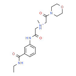 ChemSpider 2D Image | 2-{[3-(Ethylcarbamoyl)phenyl]amino}-N-methyl-N-[2-(4-morpholinyl)-2-oxoethyl]-2-oxoethanaminium | C18H27N4O4