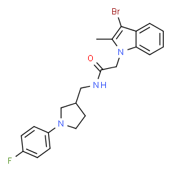 ChemSpider 2D Image | 2-(3-Bromo-2-methyl-1H-indol-1-yl)-N-{[1-(4-fluorophenyl)-3-pyrrolidinyl]methyl}acetamide | C22H23BrFN3O