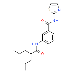 ChemSpider 2D Image | 3-[(2-Propylpentanoyl)amino]-N-(1,3-thiazol-2-yl)benzamide | C18H23N3O2S